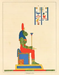 Die Göttin Sachmet, Illustration aus Pantheon egyptien: Sammlung der mythologischen Figuren des Alten Ägypten von Jean-Francois Champollion, veröffentlicht 1823-25